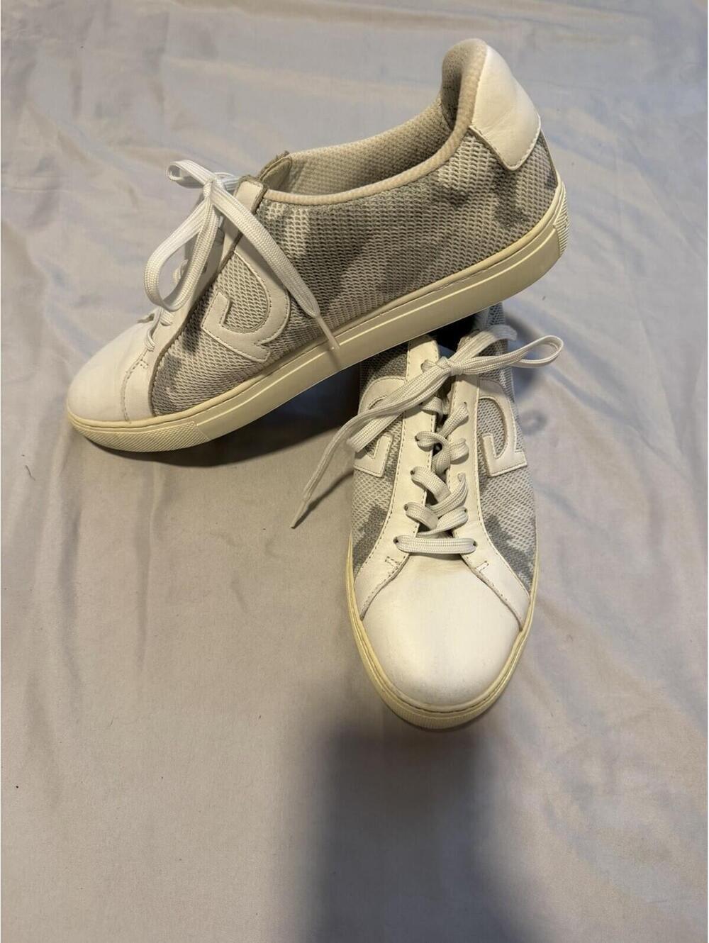 G/FORE Men's Leather Spikeless Golf Sneaker Lace-Up Low Top White/Gray